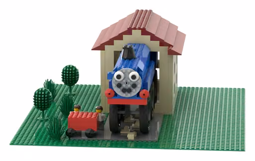 DeepSeek V4.1 Flash's build: Giant toy engine through a house