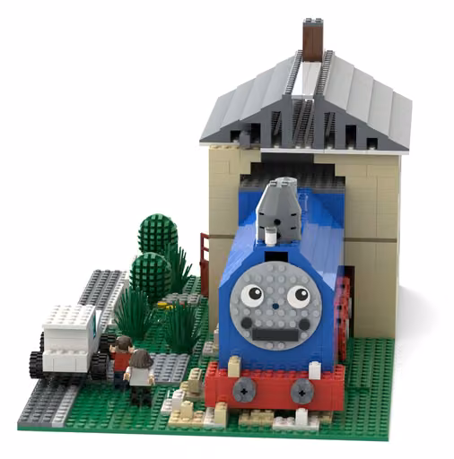 Claude Opus 5's build: Giant toy engine through a house