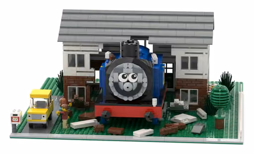Claude Opus 5.5's build: Giant toy engine through a house