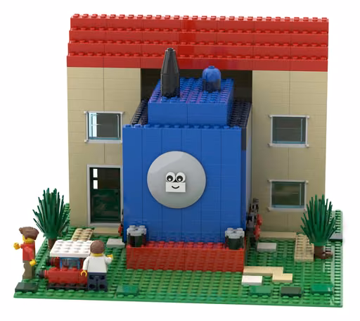 GPT-5.6 Sol's build: Giant toy engine through a house